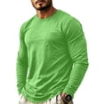 thumbnail image 3 of GrmtClth Mens Shirts Lightweight Solid Crew Neck Long Sleeve Shirts With Functional Chest Pocket Loose Relaxed Fit Outdoor Athletic Spring Fall Daily Pullover Tops Green L, 3 of 9