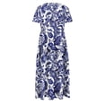 thumbnail image 5 of Viikei Womens Dresses Plus Size Summer,Women's Party Short Sleeve Dress,Women's Flower Printing Casual Short Sleeve Crewneck Dress Casual Flowy Tiered Maxi Beach Dress Blue L, 5 of 6