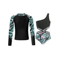 thumbnail image 1 of TiaoBug Kids Girls Print Swimsuit Rash Guard Set Long Sleeve Tops with One Shoulder Bodysuit Swimwear Surfing Bathing Suit Beachwear Lily 8, 1 of 7