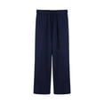 thumbnail image 2 of Tittly Palazzo Pants Sweatpants Women Women's Wide Leg Cotton Linen Pants Mid Waist Adjustable Tie Knot Lounge Trousers Pants for Women Trendy Comfy Pants Women Navy L, 2 of 4