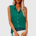 thumbnail image 2 of Feancey Womens Lapel Collar Blouse Linen Sleeveless Button Up Shirts Summer Casual Business Work Shirt Loose Fit Dressy Office Tops Mint Green 4XL, 2 of 9