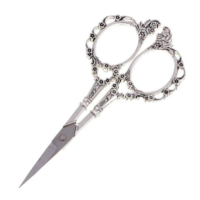 Tijeras de ciruela vintage, cortador de sastre, herramienta de costura de tela para bordado y punto de cruz plata
