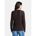 thumbnail image 3 of Time and Tru Women's and Women's Plus Cable Knit Cardigan Sweater, Lightweight, Sizes XS-4X, 3 of 5