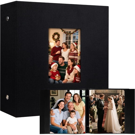 200 Pocket 8x10 Photo Album, Large Capacity Linen Cover Album Holds 8 x 10 Inch Pictures, Book for Family, Wedding, Baby, Party, Holiday and Christmas Pictures (Black)