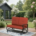 thumbnail image 2 of SUNCROWN Outdoor Swing Glider Chair, Patio 2 Seats Loveseat Rocking Chair with Cushions, Steel Frame Furniture-Red, 2 of 14