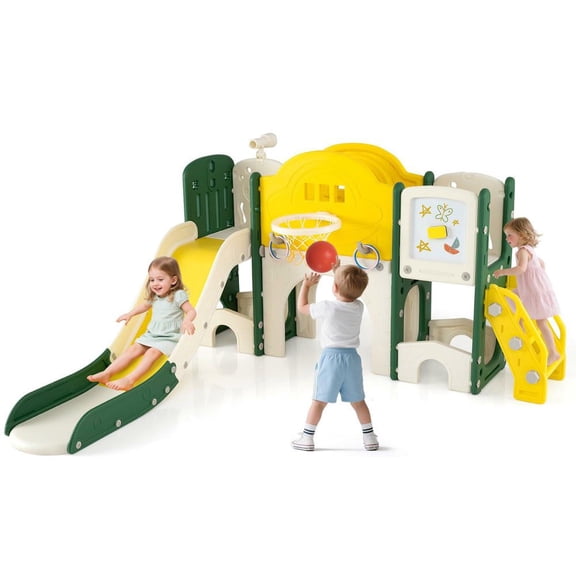 Resenkos 10-in-1 Kids Indoor Slide & Climber Playset Playground - Yellow