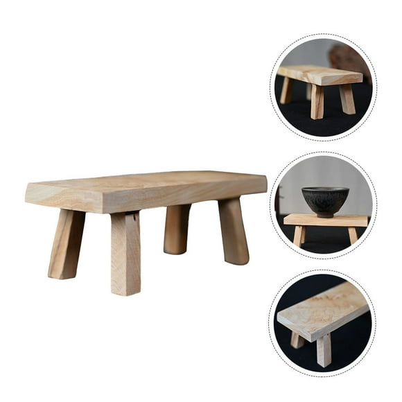 SWETRACE Foot Stool Wood Khaki Cypress Wood Decorative Stools Display 1Set