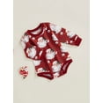 thumbnail image 3 of Gureui Newborn Toddler Infant Baby Girls Boys Christmas Casual Romper, Long Sleeve Santa Claus/Letter  Santa Claus Print Romper, 3 of 9
