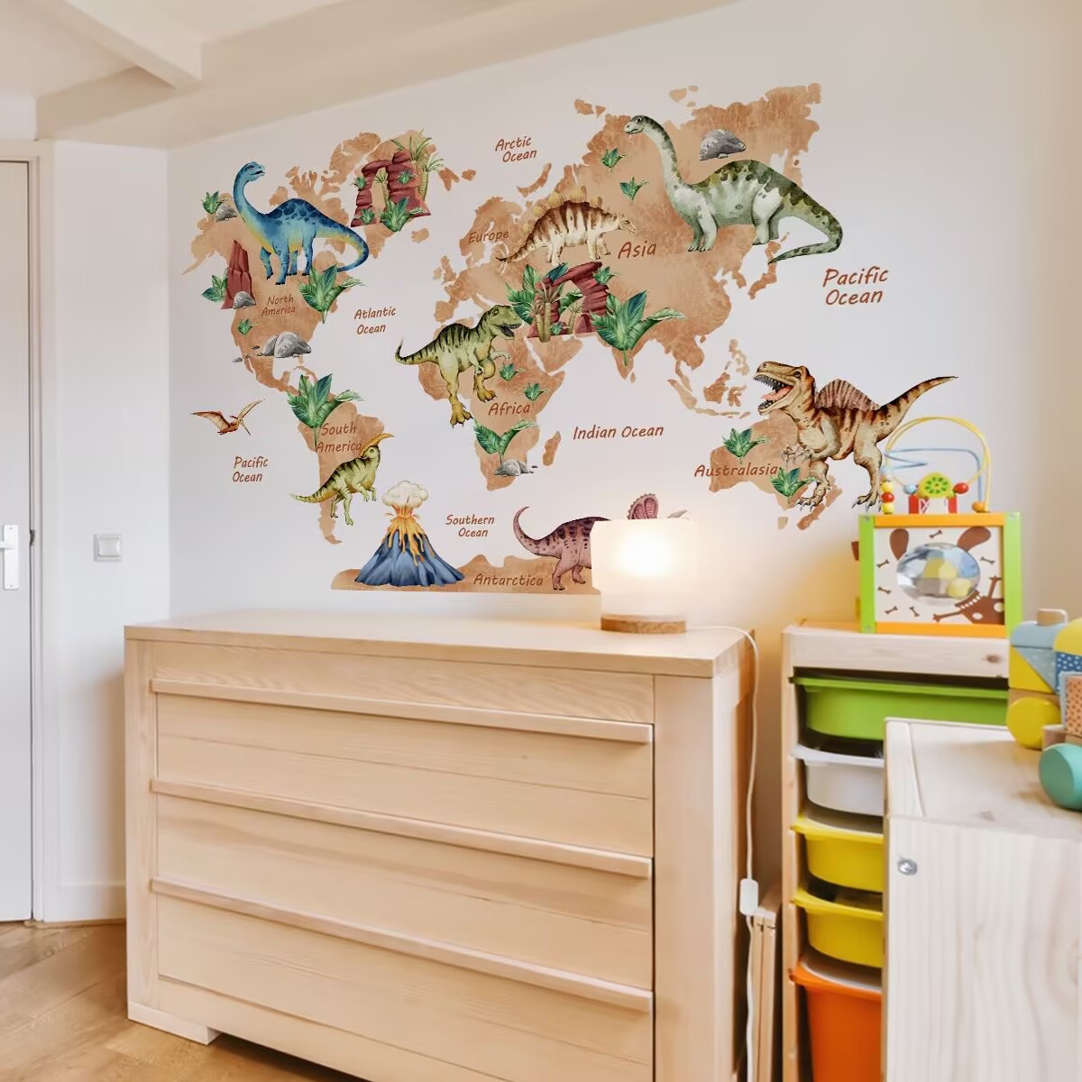 Cartoon animal decals, dinosaur map wall stickers, dinosaur stickers, map posters,Living Room DIY transparent stickers Peel and Stick Removable Home Decor Bedroom Sofa TV Wall Art Decoration