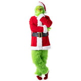 Christmas Green Costume Santa Suit 7pcs Adult's Cosplay Masquerade