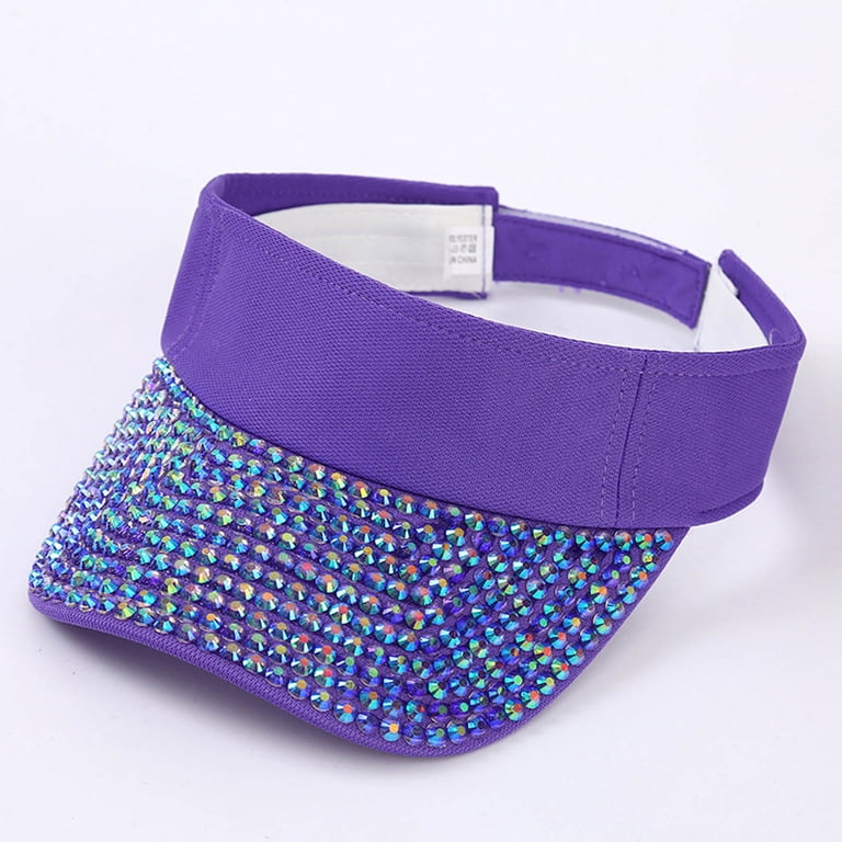 ?Women\'s Purple Sun Shiny Rhinestones Clip On Visor Adjustable Bling Hats Sun Visors Hats Women Shiny Rhinestones Men Clip On Visor  main image 2