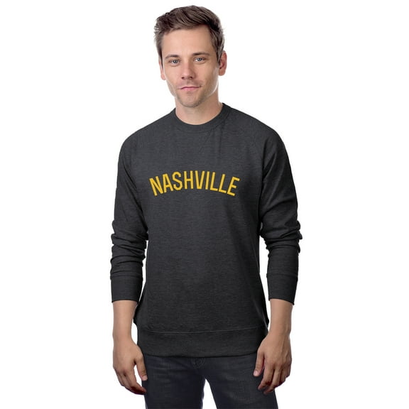 Daxton Nashville Sweatshirt Athletic Fit Pullover Crewneck French Terry Fabric, HthCharcoal Sweatshirt Gold Letters, 2XL
