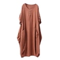 thumbnail image 1 of Vestido suelto femenino Qarigey manga corta primavera verano Cuello Irregular Casual Naranja XXL, 1 of 5