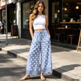 thumbnail image 4 of Lace Wide Leg Pants for Women 2026 Spring Summer Cropped Lightweight Casual Pants with Pockets, 4 of 8