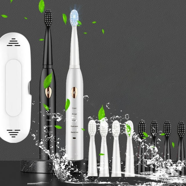 Xihbxyly Cepillo de Dientes Eléctrico, 8 Cabezales Incluidos, 5 Modos de Limpieza, Resistencia Al Agua Ipx7, Carga Rápida, Batería de 60 Días, Ideal para Viajes, Blanco, Negro, Verde, Rosa, 22 X 2,5