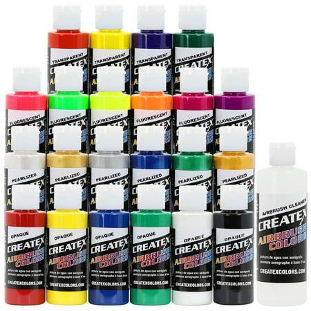 Createx Colors Airbrush Paint - 22 Colors and Cleaner - 2 (Best Airbrush Paint For Plastic Models)