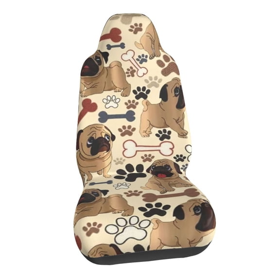 Pug Dog Paws Car Seat Covers Stretch Car Seat Protectors Universal Fit