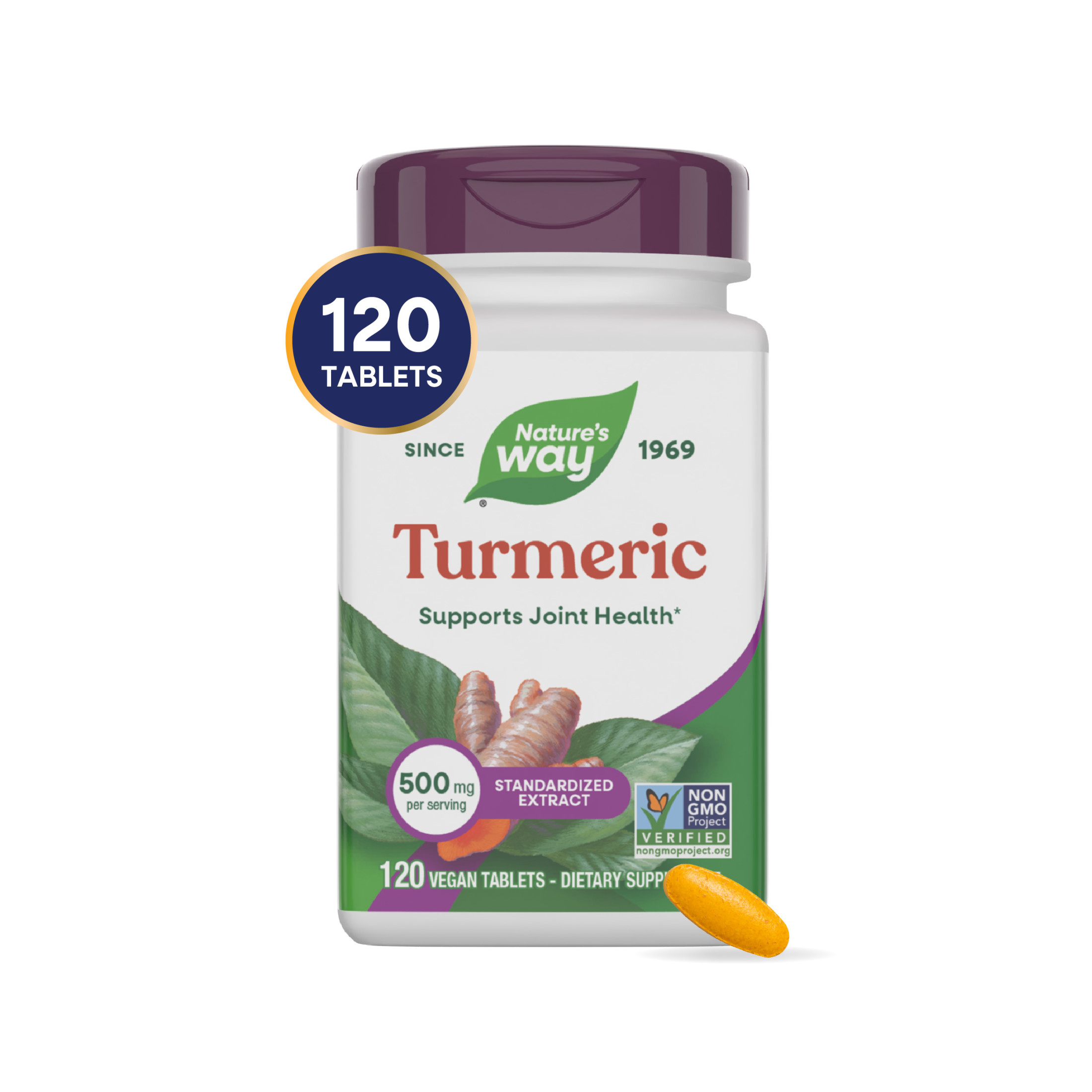 Nature's Way Turmeric Tablets, Premium Extract, Supports Joint Health*, Unisex, 120ct