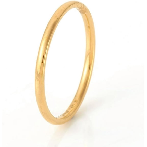 1Pcs Real 18K Gold Plated Plain Band Rings Minimalist Knuckle Rings Women Dainty Trendy Jewelry for Anniversary Birthday Valentine's Day Trendy Gift Size 7 1/4(17.5mm)