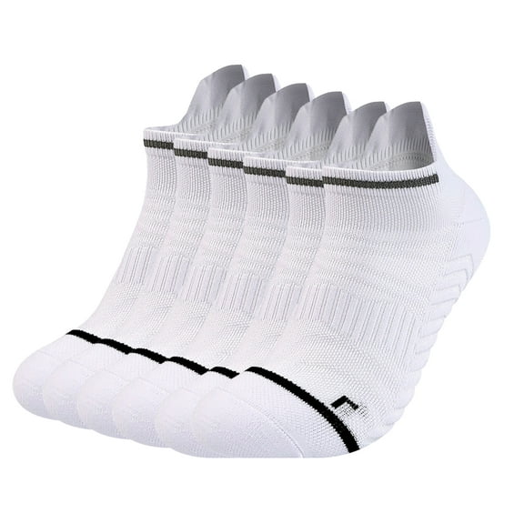 G&Y Ankle Running Socks for Women, Low Cut Athletic Socks with Heel Tab, 6Pairs, White S-M