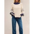thumbnail image 2 of Women'S Fall Winter Knitted Colorblock Half-High Neck Fashion Lantern Long-Sleeved Pullover Sweater  S, 2 of 6