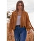 thumbnail image 5 of Chaqueta corta de gamuza sintética con flecos PRETTYGARDEN marrón talla S, 5 of 9