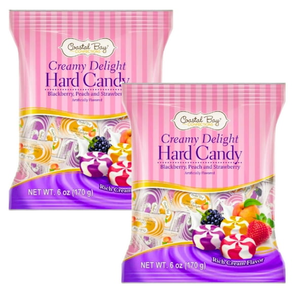 Coastal Bay Creamy Delight Hard Candies 6Oz Gift Bag Party Favors Basket Bowl Goodies Stocking Stuffer Sweet Dessert Bars Individually Wrapped Halloween Thanksgiving Wedding Birthday Parties Pack of 2