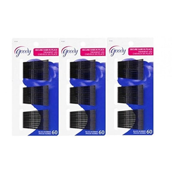Goody - Bobby Pins 2", For Women and Girls, Black - 3 Pack of 60 Pins