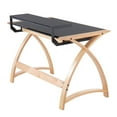 thumbnail image 3 of Indoor Home Office Furniture Bentley Mid-Century Modern Office Desk In Natural Wood And Black Glass, 3 of 7