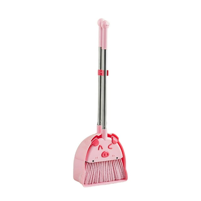 Juego de escoba y recogedor pequeño, juego de limpieza para niños, juguetes de limpieza, regalo, juguete educativo. Rosa