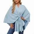 thumbnail image 3 of Elegant One-Shoulder Cape Poncho, Soft V-Neck Batwing Sleeve Wrap for Women,One Size Fits All,3, 3 of 53