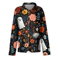 thumbnail image 4 of Delconic Womens Halloween Print Button Down Shirt Long Sleeve Casual Regular Fit Collared Blouse Floral Ghost Pattern Top Black L, 4 of 7