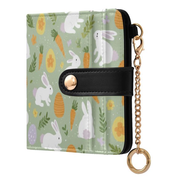 Womens Wallet PU Leather Bifold Small Purse with RFID Blocking Credit Card Holder Carrots and Rabbits
