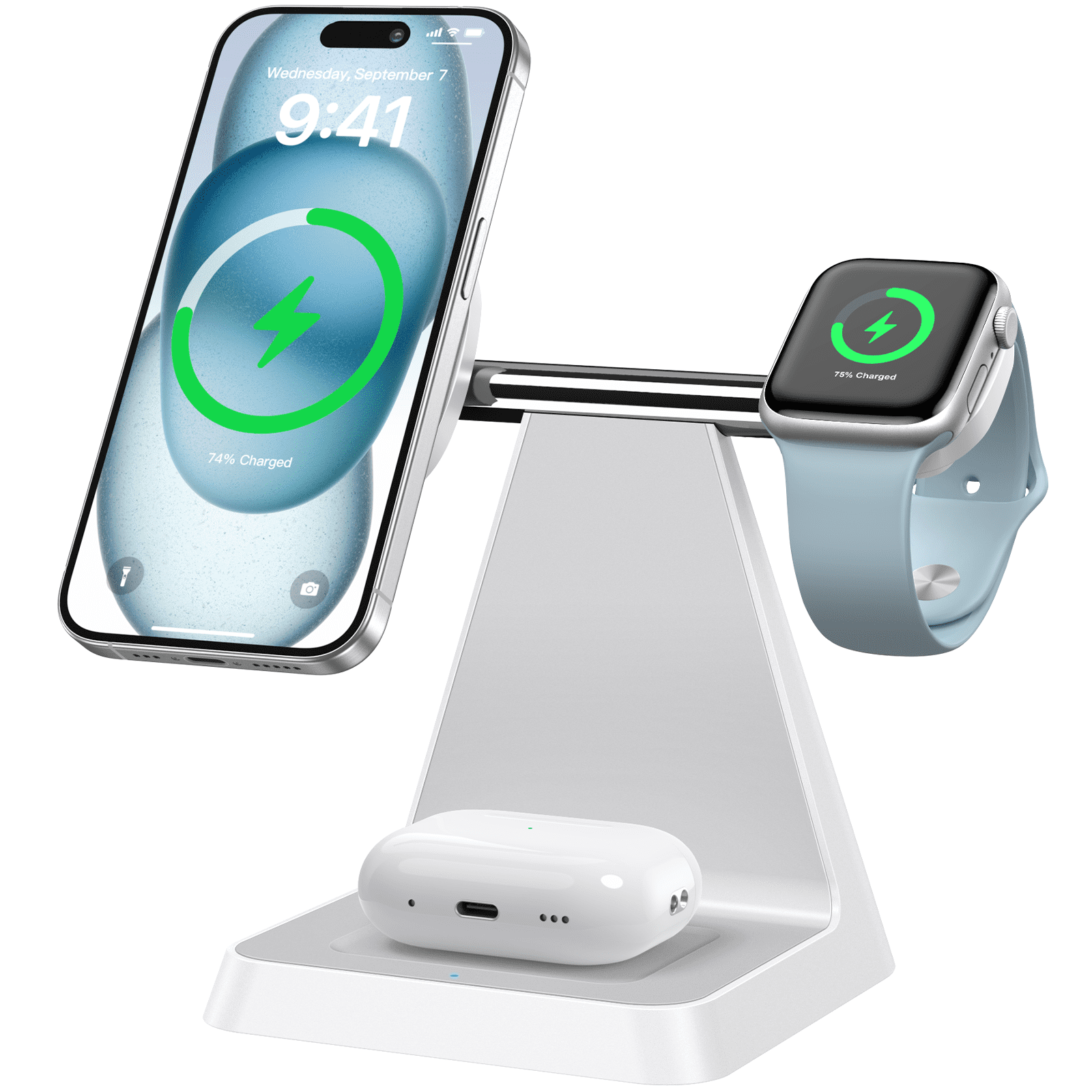 3 in 1 Wireless Charger for iPhone: Charging Station for Apple Devices, Fast Charging Stand for iPhone 15 14 13 12 Pro/Pro Max/Plus/Mini AirPods&iWatch