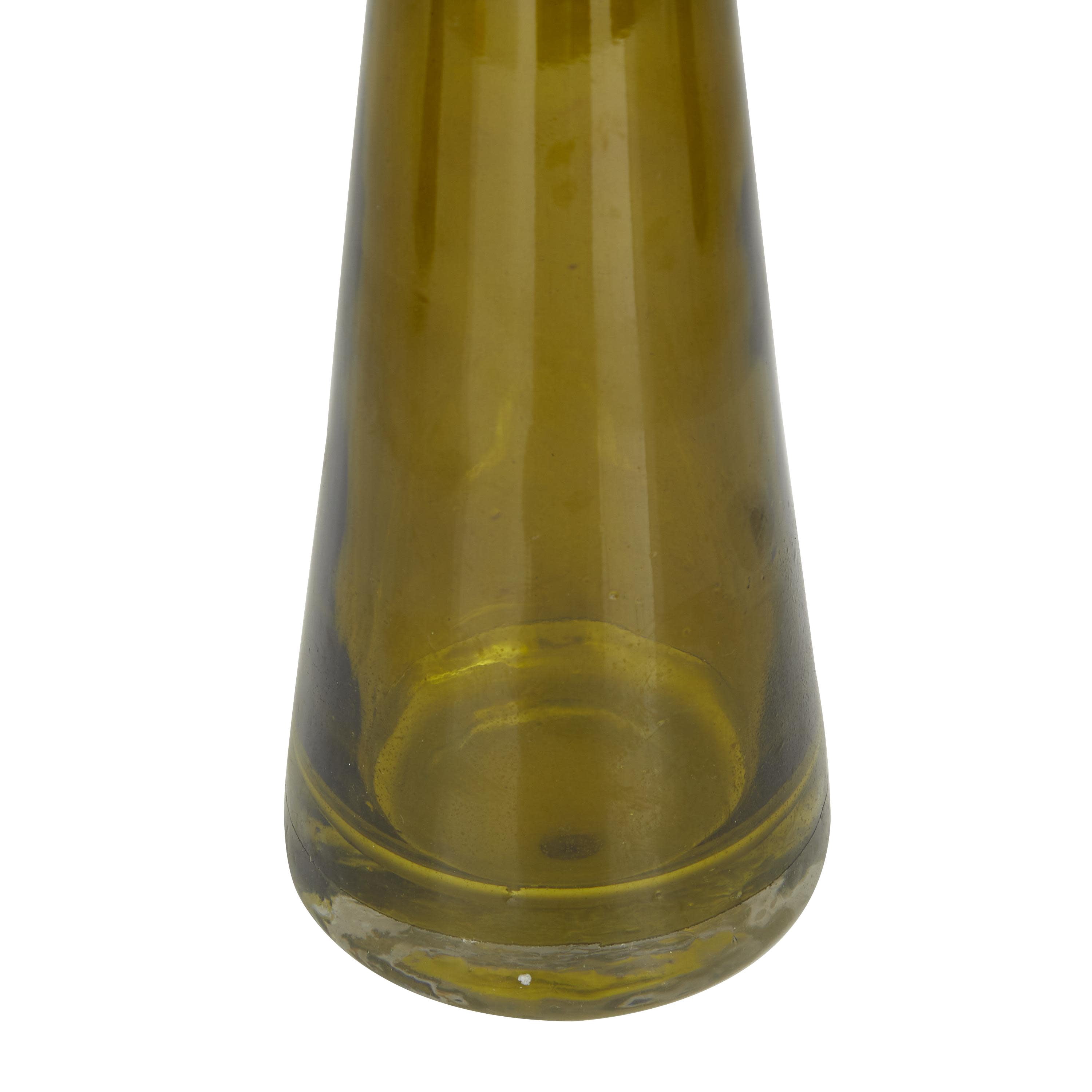DecMode 3 Candle Green Glass Pillar Candle Holder, Set of 3