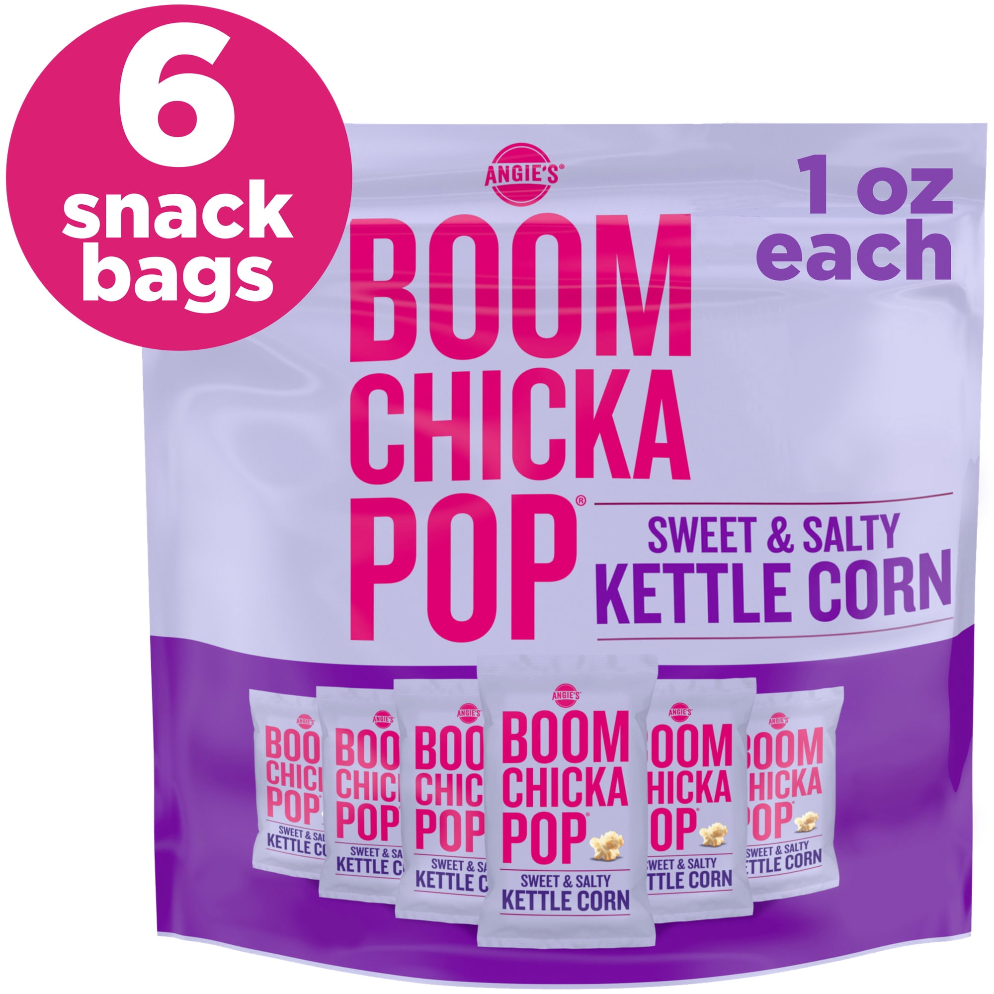 (4 pack) Angie's BOOMCHICKAPOP Sweet & Salty Kettle Corn, 1 oz. (6 Count)