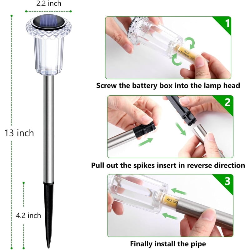 12 Pack Solar Lights for Outside Pathway Walkway Driveway Garden Yard Solar Powered Lights Outdoor Waterproof. (Warm White,Cool White)