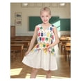 thumbnail image 2 of Sunny Fashion Girls Sleeveless Chiffon Dress Colorful Pencil Print With Yellow Tassel Belt Summer Casual Dresses 6 Years, 2 of 7