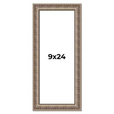 9x24 Frame Silver Harvest Ornate Solid Wood Picture Frame | 1.75 Inch Moulding Width |Mayflower