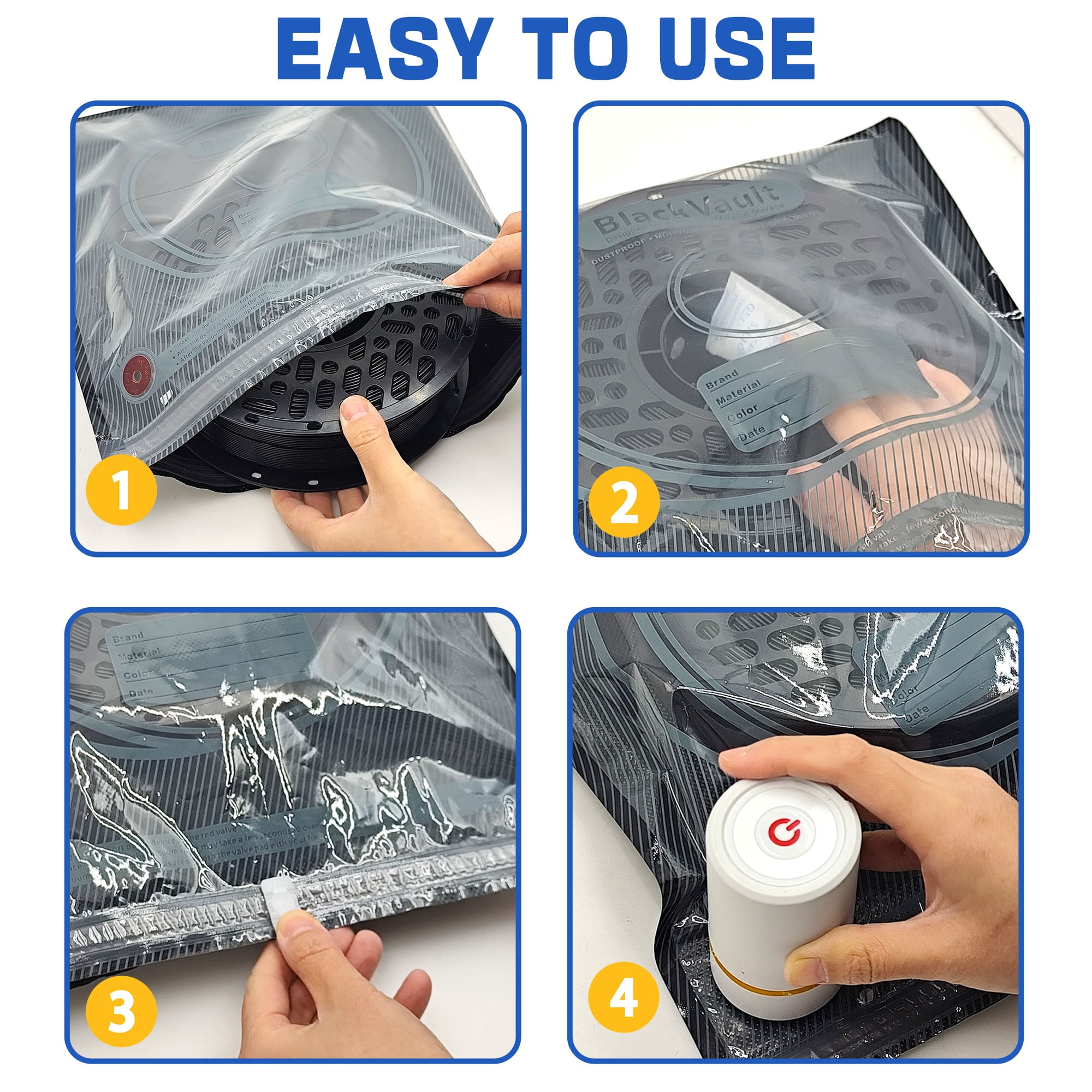 Vacuum-Sealed 3D Printing Filament Kit, 20 Packs Lightproof Storage Bags with Vacuum Pump, Moisture-Proof Bags, 13.4x12.6 in, Sorting & Storage of 3D Printer Filament Bundle with Desiccant
