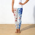 thumbnail image 4 of 250th Anniversary Womens Pajama Patriotic Star American Flag Print Elastic High Waist Yoga Pants Wide Leg Regular Fit Soft Leggings, #01 Sky Blue, L, 4 of 6