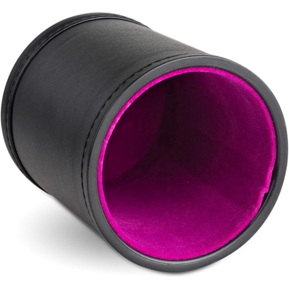 Faux Leather Dice Cup for Board Games, Purple Felt Lining