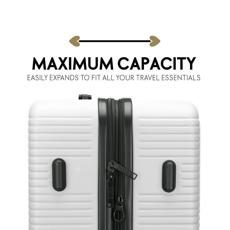 ELLE Passage 3 Piece Expandable Retro Spinner Luggage Set | White