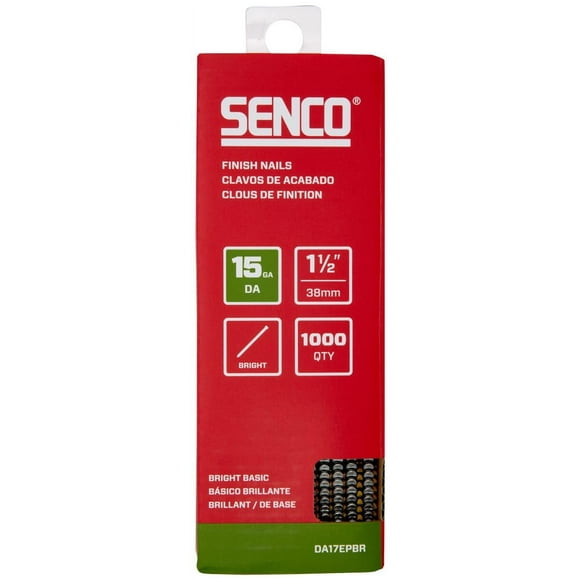 Finish Nails Senco DA17EPBR, 1.5 pulgadas, calibre 15, brillante, 1000 quilates