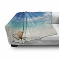 thumbnail image 3 of Seashells Soft Flannel Fleece Blanket, Seashells and Pearls on Sandy Beach Tropical Ocean Dreamiest Coastal Charm, Cozy Plush for Indoor and Outdoor Use, 70" x 90", Turquoise Cream, by Ambesonne, 3 of 6