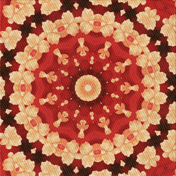 Ahgly Company Indoor Square Patterned Cantaloupe Orange Area Rugs, 6' Square