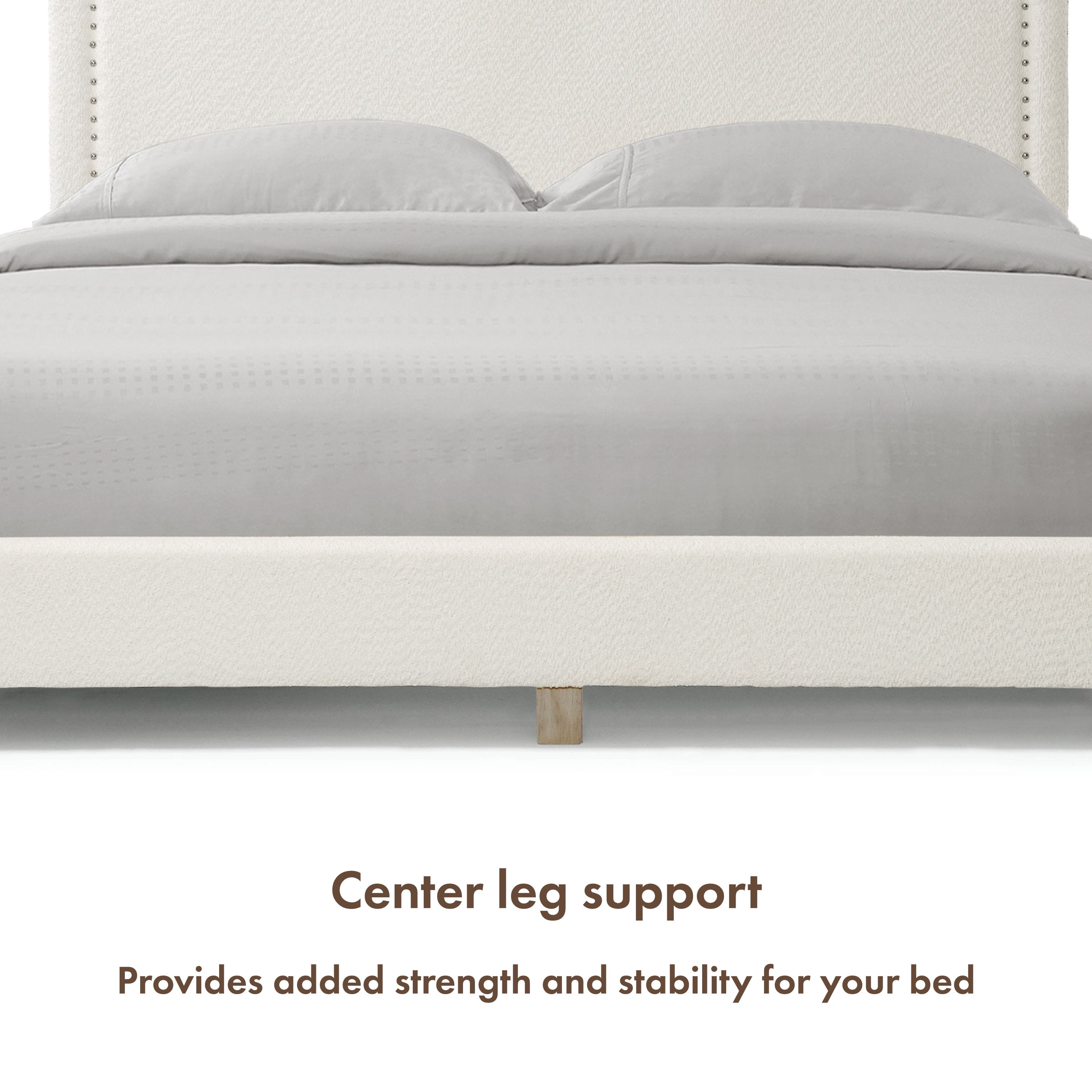 Furniture of America Geneva Upholstered Mattress Ready Boucle Fabric White Queen Bed