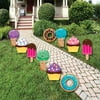 Big Dot of Happiness Sweet Shoppe - Donut, Ice Cream & Cupcake Lawn Decor - Outdoor Candy & Bakery Birthday Party or Baby Shower Yard Decor - 10 Piece