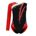 thumbnail image 3 of Sholeno Gymnastics Leotard for Girls One Shoulder Long Sleeve Ballet Bodysuit Tumbling Dance Outfit Burgundy 10, 3 of 5
