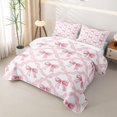 thumbnail image 3 of Erosebridal Pink Bowknot Girls Quilt King, Princess Butterfly Knot King Coverlet Set, 3pcs, 3 of 7